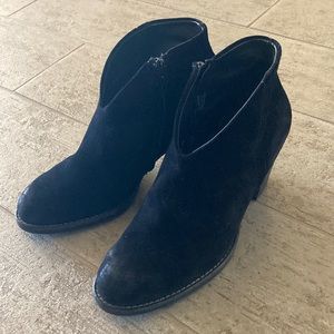 Paul Green Suede Boots - black mid-heel